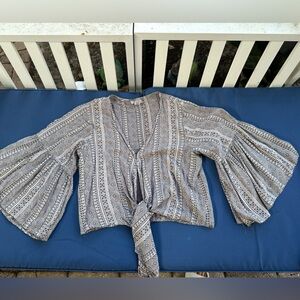 Japna Women's Off-Shoulder Smocked Top in Geometric Print Size XS